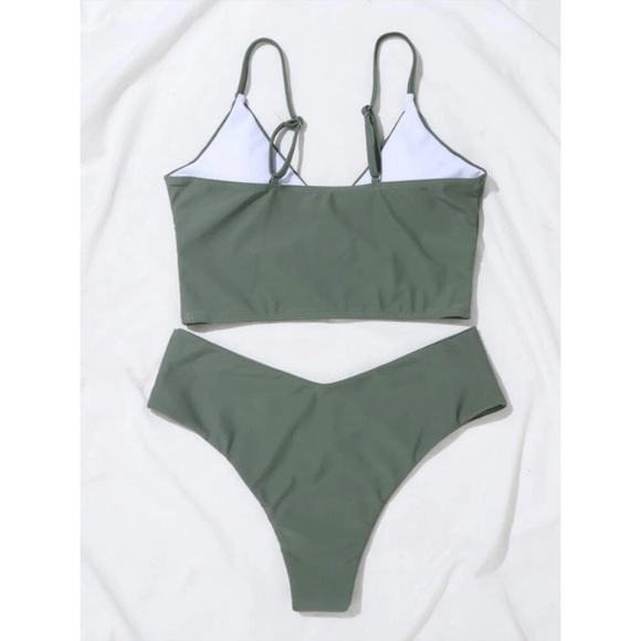 V neck bikini swim suit sexy Cheeky olive green - Picture 8 of 8